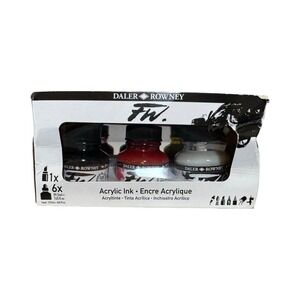 Daler Rowney FW Acrylic Ink Set 6 Pack 1oz Bottles Professional Artist Ink New